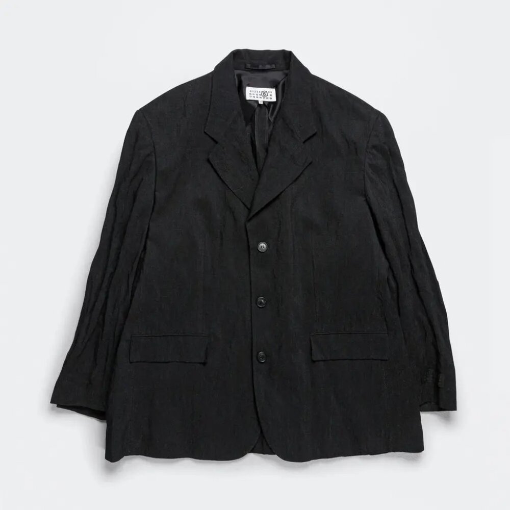 MM6 Black Crinkled Blazer
